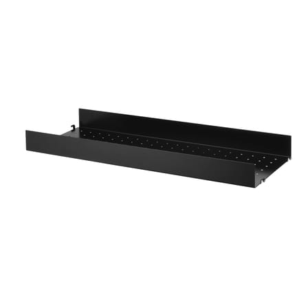 Regal  metall schwarz Metall, perforiert / Hoher Rand - B 78 x T 30 cm - String Furniture