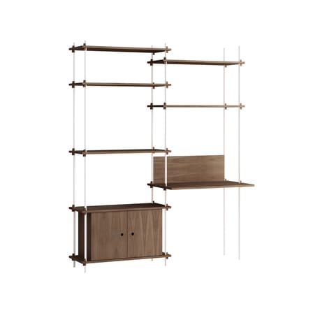 Schreibtisch Shelving System – s.200.2.E holz braun / B 162 x H 200 cm x Prof. 52 / 35 cm - MOEBE