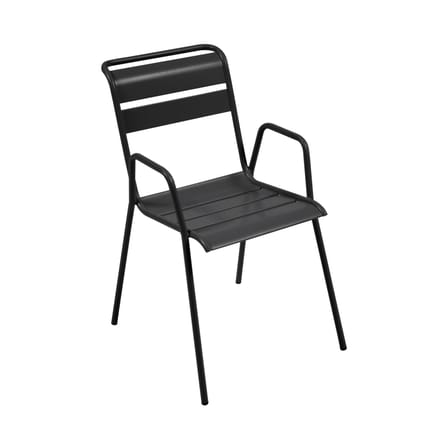 Stapelbarer Bridge-Sessel Monceau metall grau schwarz / L 52 cm - Fermob