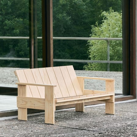 Canapé de jardin 2 places Crate Lounge Outdoor bois naturel / Gerrit Rietveld, 1934 - L 134,5 cm - Hay