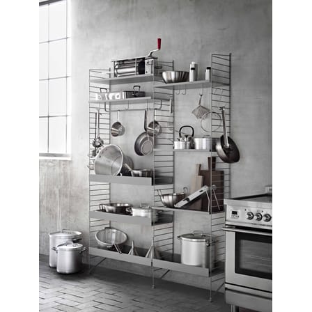 Etagère métal perforé / Rebord haut - L 78 x P 30 cm - String Furniture