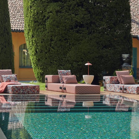 Chauffeuse convertible Trix OUTDOOR x Liberty tissu rouge / Lit d'appoint - Kartell