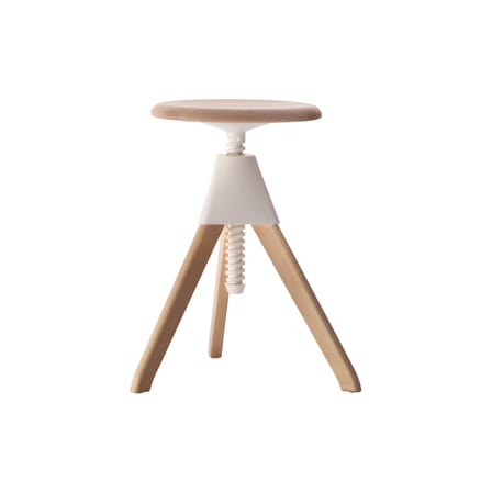 Tabouret Jerry blanc bois naturel / H 50 à 66 cm - Bois & plastique - Magis