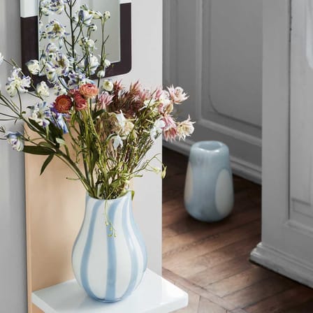 Vase Adat Dot verre bleu / Ø 18 x H 26 cm - Soufflé bouche - BROSTE COPENHAGEN
