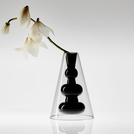 Vase Bump Cone noir / Ø 15 x H 22 cm - Verre soufflé - Tom Dixon