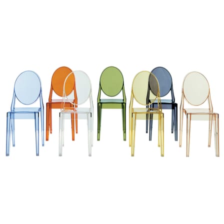 Chaise empilable Victoria Ghost plastique gris / Polycarbonate 2.0 - Philippe Starck, 2005 - Kartell