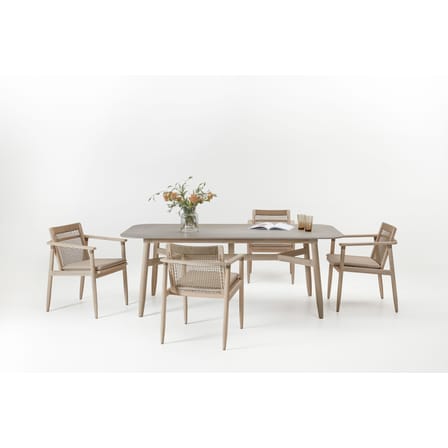 Fauteuil David / Teck vieilli & dossier corde - Coussin d'assise - Vincent Sheppard
