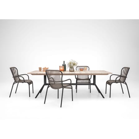 Fauteuil de repas empilable Loop tissu gris / Corde polypropylène tissée main / Seconde vie - Vincent Sheppard