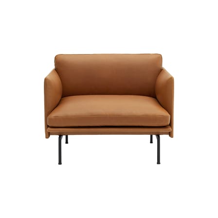 Fauteuil rembourré Outline cuir marron - Muuto