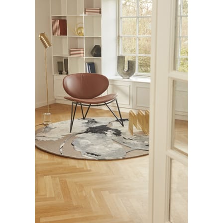Fauteuil rembourré Semper cuir marron beige - AYTM