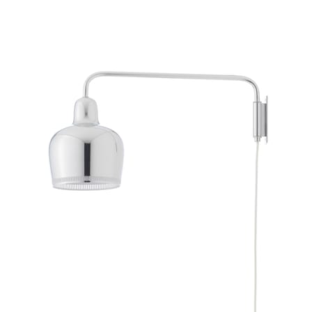 Wandleuchte mit Stromkabel Golden Bell A330S metall silber / Alvar Aalto, 1937 - Schwenkarm - ARTEK