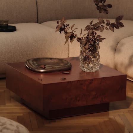Table basse Burl bois naturel / 70 x 70 x H 30 cm - Tiroir - Ferm Living