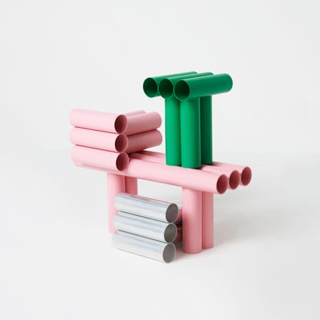 Tabouret Septem métal vert / Tubes aluminium - Axel Chay