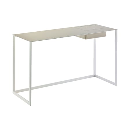 Bureau Calamo cuir blanc gris / Console - Cuir sellier - L 130 cm - Zanotta
