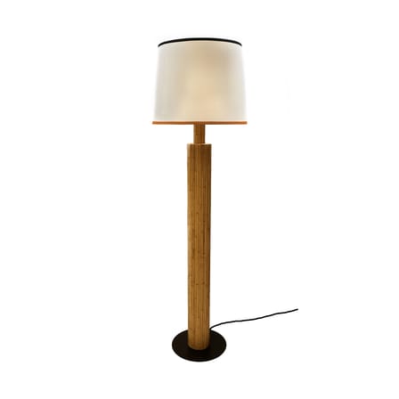 Lampada a stelo Riviera tessuto bianco legno naturale / Rattan & cotone - H 155 cm - Maison Sarah Lavoine