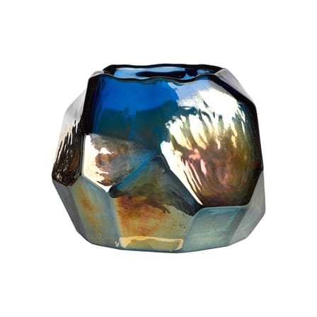 Photophore Graphic luster verre bleu /  Verre - H 10 cm - POLSPOTTEN