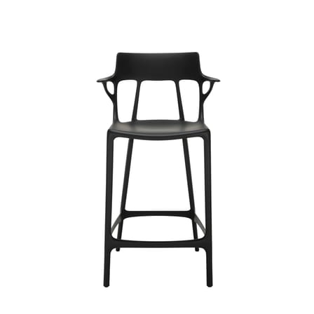 Tabouret de bar A.I plastique noir / 65 cm - Conçu par intelligence artificielle - Recyclé - Kartell