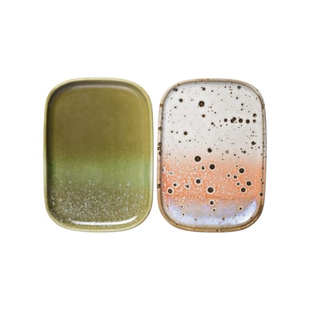 Set de 2 assiettes à dessert 70s ceramics / Petit plateau - 14,5 x 10,5 cm - HK LIVING