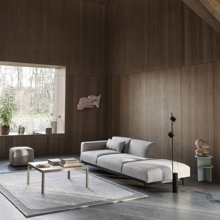 Workshop Coffee table plastic material grey natural wood / 86 x 86 x H 38 cm - Linoleum - Muuto