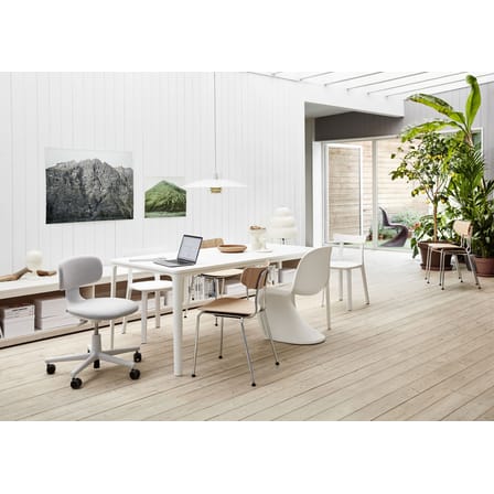 Fauteuil à roulettes Rookie tissu gris / H 39 à 51 cm - Vitra