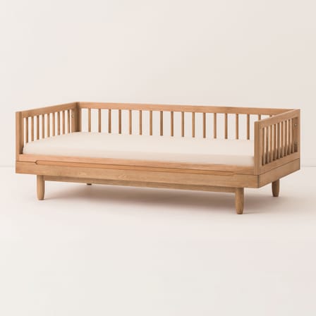 Letto bimbi Pure legno naturale / Panca - 75 x 145 cm / 3 montanti con barre - NOBODINOZ