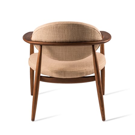 Roundy Padded armchair textile white beige natural wood / Fabric & wood - Pols Potten