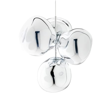 Melt Chandelier Small (2015) Pendant plastic material silver / LED - Ø 98 x H 103 cm / Metallised polycarbonate (color change) - Tom Dixon
