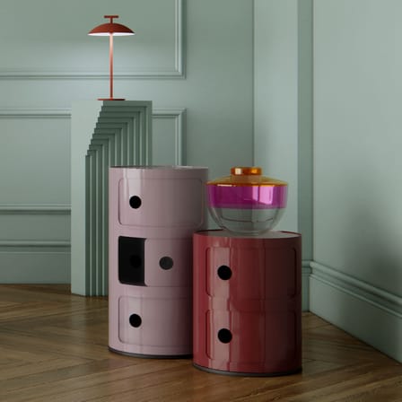 Rangement Componibili plastique rouge / 2 tiroirs - H 40 cm - Anna Castelli Ferrieri, 1968 - Kartell