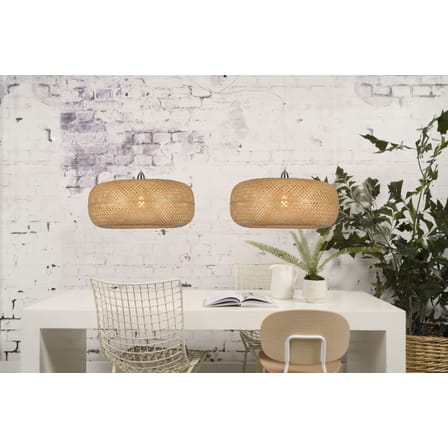 Suspension Palawan fibre végétale beige bois naturel / Bambou - Ø 60 cm - GOOD&MOJO