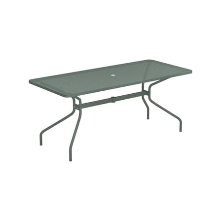 Table rectangulaire Cambi métal vert / 180 x 80 cm - Trou pour parasol - Emu