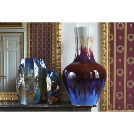 Vase Graphic Luster Medium verre bleu or / H 30 cm - Verre irisé - POLSPOTTEN