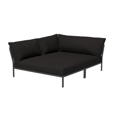 Canapé de jardin modulable Level 2 Cozy tissu noir / Dossier extra moelleux & assise profonde - Angle gauche - L 173,5 x P 139 cm - Houe