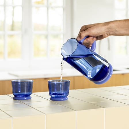 Carafe Dew verre bleu / 1 Litre - & klevering