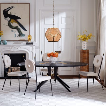 Chaise rembourrée Rondo tissu beige - Jonathan Adler
