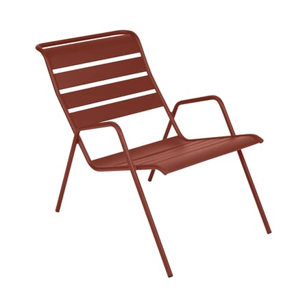 Fauteuil bas Monceau métal rouge marron / Empilable - Fermob