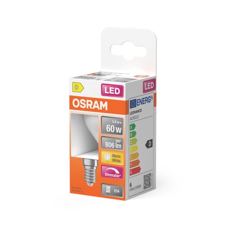 Mini Globe P45 LED E14 dimmable bulb glass white Frosted / 5.9W (= 60W) - Warm white - Osram