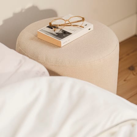 Pouf Folk Grand tessuto beige / Ø 40 x H 40 cm - NOO.MA