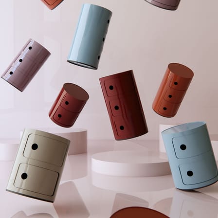 Rangement Componibili plastique rouge / 2 tiroirs - H 40 cm - Anna Castelli Ferrieri, 1968 - Kartell