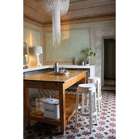 Tabouret haut empilable Charles Ghost plastique bleu / H 75 cm - Kartell