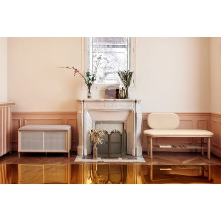 Banc rembourré Eustache tissu bois beige / L 120 cm - Velours - Hartô