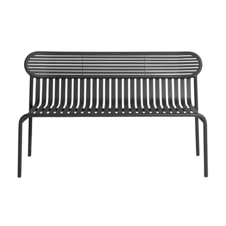 Bank mit Rückenlehne Week-End metall schwarz / Aluminium - L 121 cm - Petite Friture