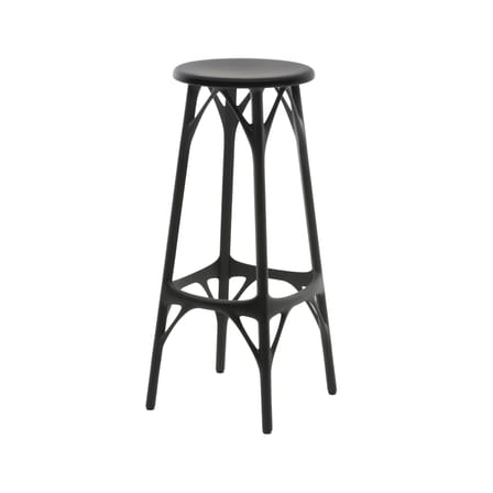 A.I. LIGHT High stool plastic material black / H 75 cm - Designed by artificial intelligence / Recycled - Kartell