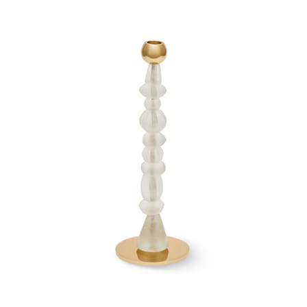 Bougeoir Perles verre blanc / Small - H 34 cm - Pols Potten