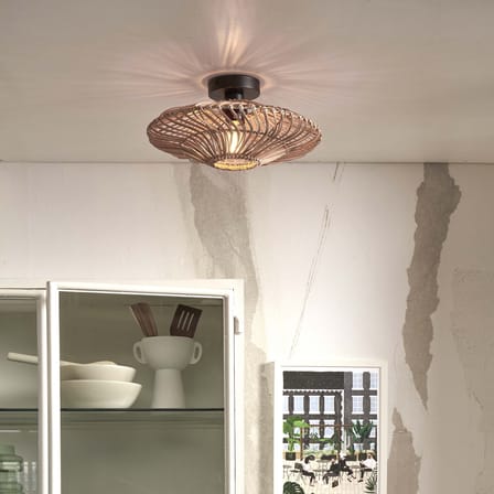 Zanzibar Ceiling light cane & fibres wood beige / Rattan / Ø 40 cm - GOOD&MOJO