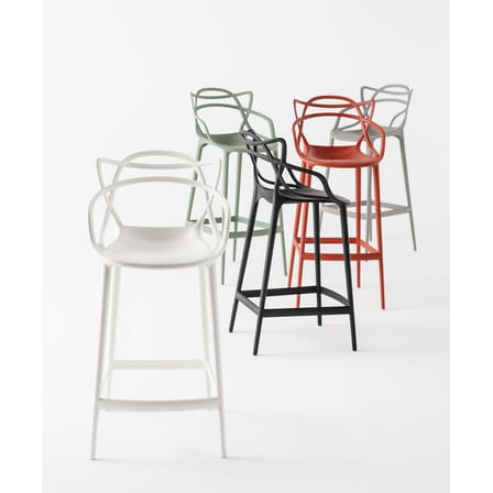 Chaise de bar Masters plastique titane / H 65 cm - Métallisée - Kartell