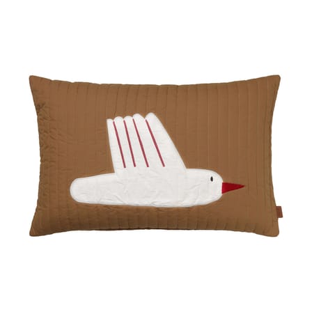 Coussin Bird Quilted tissu marron beige / 60 x 40 cm - Coton bio - Ferm Living