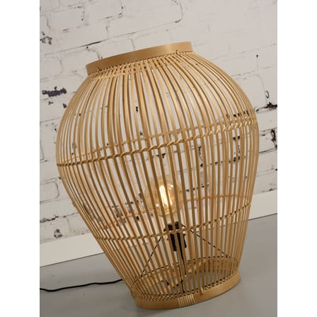 Lampe à poser Tuvalu Large fibre végétale beige bois naturel / Bambou - H 70 cm / Seconde vie - GOOD&MOJO