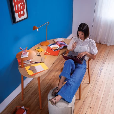 Lampe de bureau Pixi LED métal orange / Orientable - Fermob