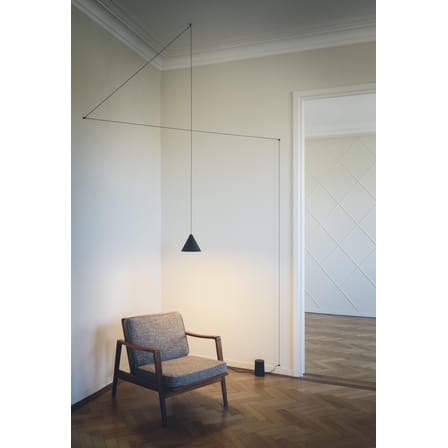 Suspension String Light Cone métal noir LED / Câble 12 mètres - Sans module électrique - Flos