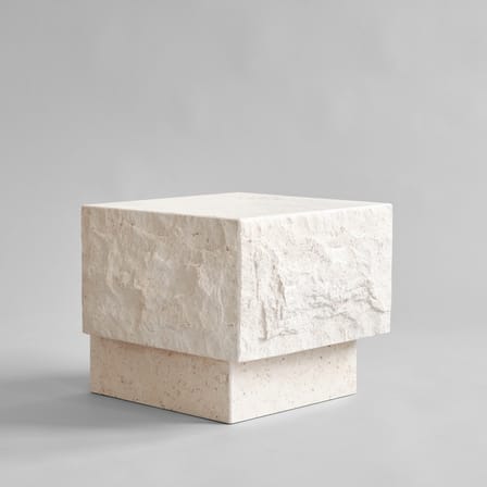 Table d'appoint Temple Low pierre blanc / 40 x 42 x H 35 cm - Calcaire - 101 COPENHAGEN
